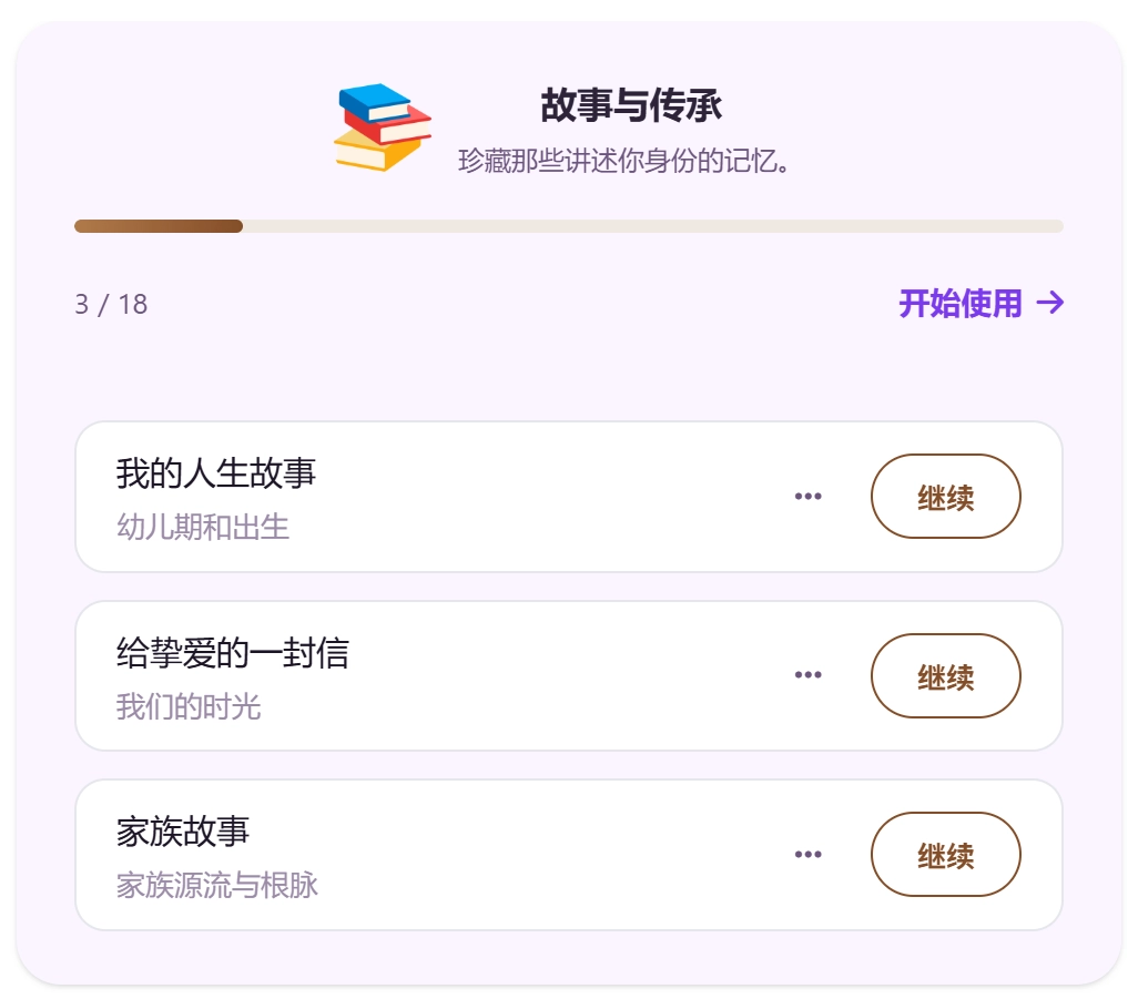 故事与遗产记录示意